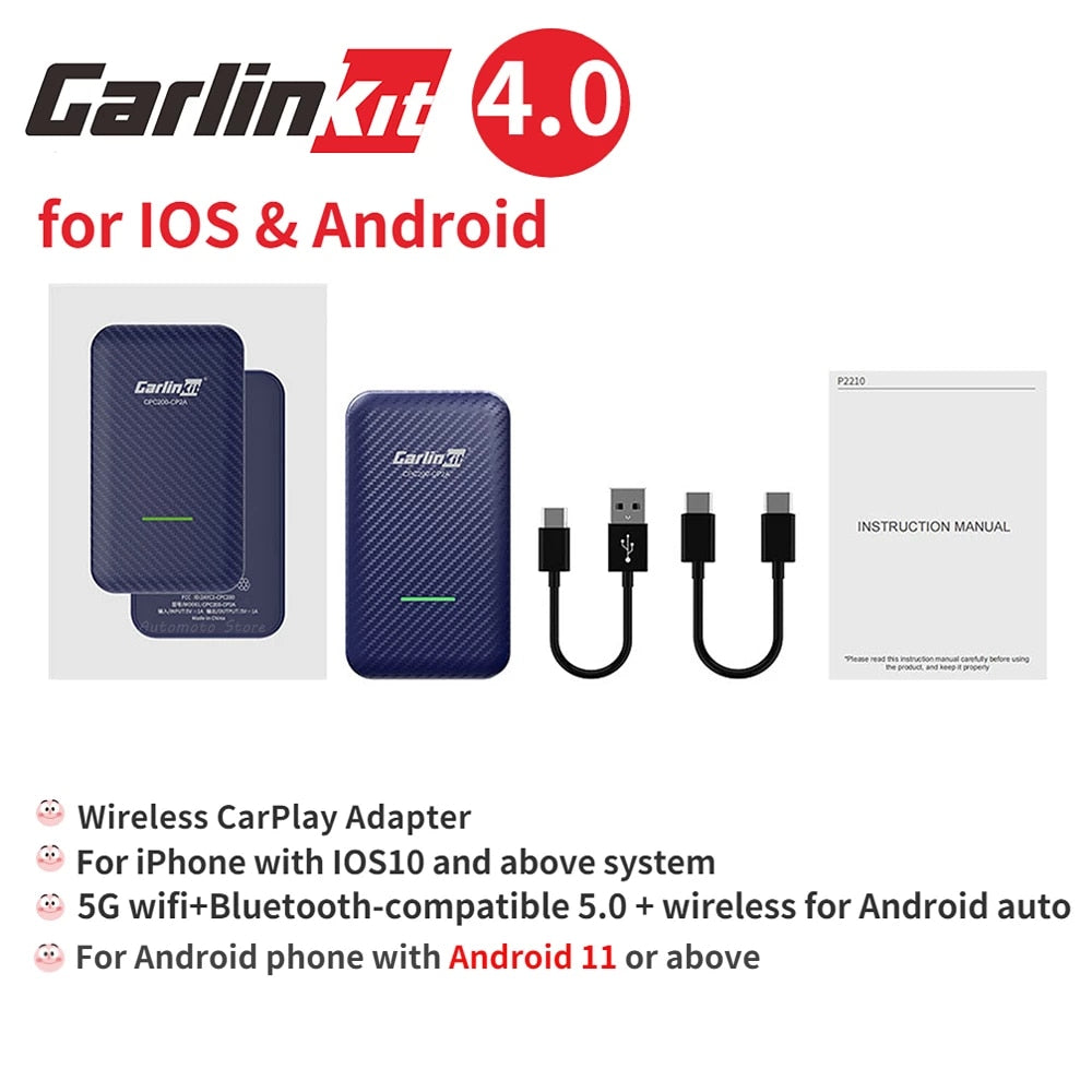 CarlinKit A2A Android Auto Wireless Adapter Plug and Play Wireless Android  Auto Dongle for OEM AndroidAuto Compatibled Cars 4.0