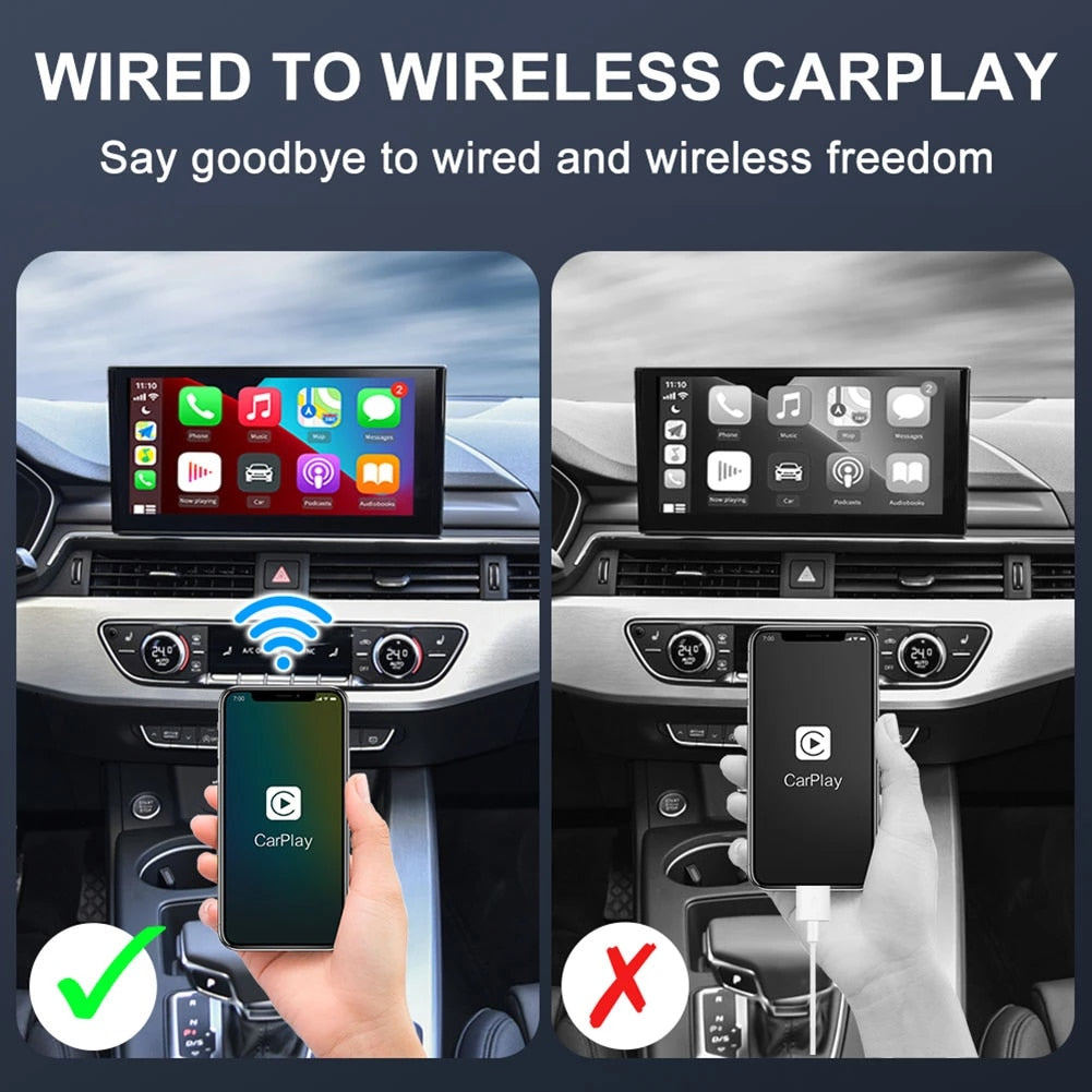 CarlinKit 5.0 Adapter - Wired to Wireless CarPlay & Android Auto  Adapter,Online Update,2-Channel Connection, Plug & Plug, 10s Auto-Connect  for Cars